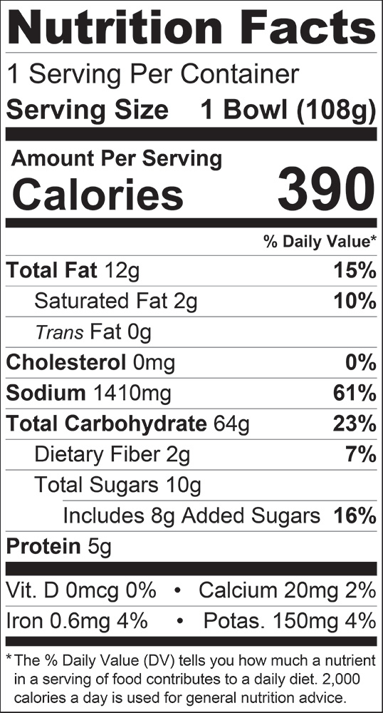 Snapdragon Saucy Noodles Drunken Noodles 6 Bowls Nutritional Info