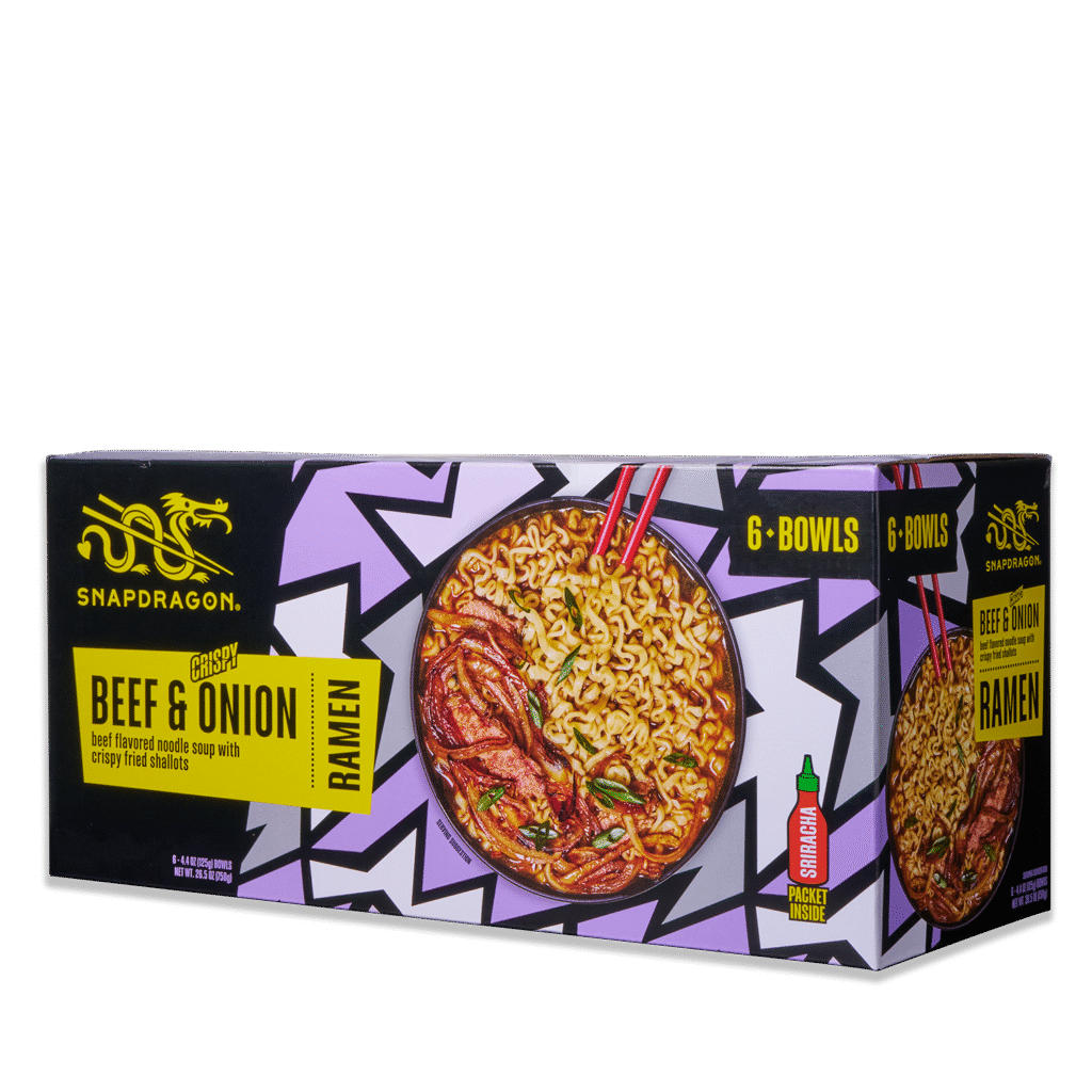 Snapdragon Beef & Crispy Onion Ramen with Real Sriracha - 6 Pack Bowls